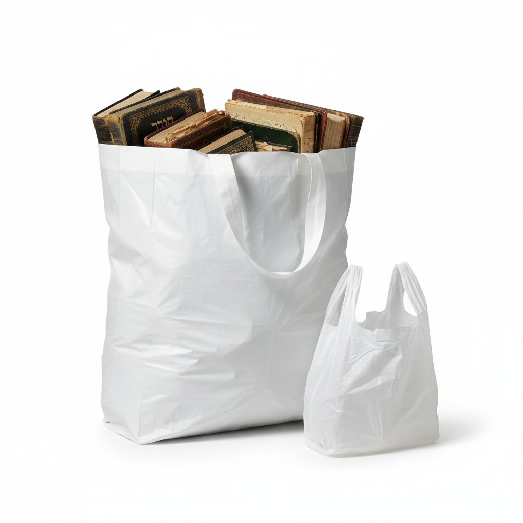 Large opaque plastic bag filled with genizah